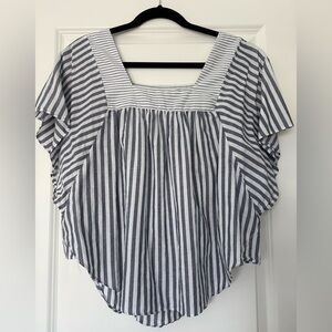 Madewell Striped Flutter Sleeve Blouse